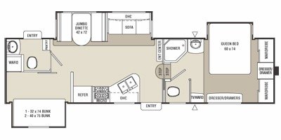 2008 Coachmen Chaparral Mid Profile 299TSB floorplan