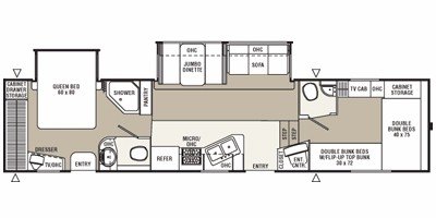 2008 Coachmen Chaparral Mid Profile 340QBDS floorplan