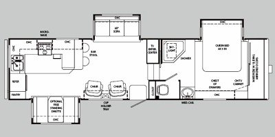 2008 Holiday Rambler Savoy® LX 32RKT floorplan