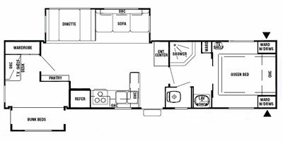 2008 Forest River Cedar Creek Silverback 32LBHDS floorplan