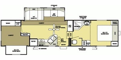 2008 Forest River Salem LA 336BHBS floorplan