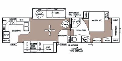 2008 Forest River Sandpiper 335RGT floorplan