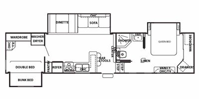 2009 Forest River Cedar Creek 362BSA floorplan