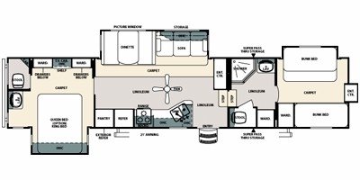 2009 Forest River Sandpiper 345QB floorplan