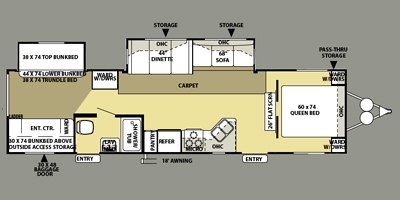 2009 Forest River Salem LA 312QBDS floorplan