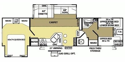 2009 Forest River Salem LA 336QBDS floorplan