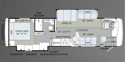 2009 Holiday Rambler Vacationer® 34SBD floorplan