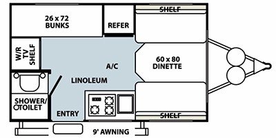 2009 Forest River Rockwood Mini Lite 1608 floorplan