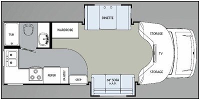 2009 Holiday Rambler Augusta B-Plus® 252DS floorplan