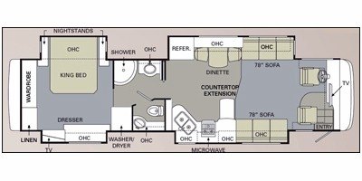 2009 Monaco Camelot™ 42PDQ floorplan