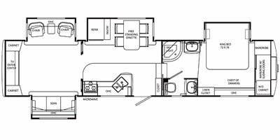 2009 Holiday Rambler Alumascape® Suite 36CKQ floorplan