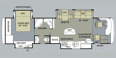 2010 Monaco Knight® 38PKQ floorplan