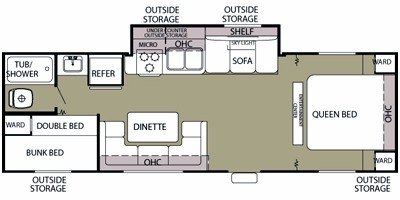 2010 Forest River Cherokee Grey Wolf 28BHKS floorplan