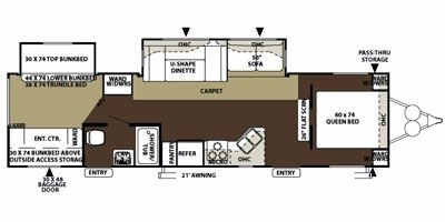 2010 Forest River Wildwood Heritage Glen 312QBUD floorplan