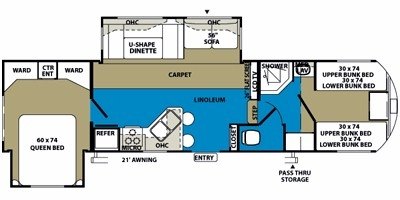 2010 Forest River Wildwood Heritage Glen 336QBUD floorplan