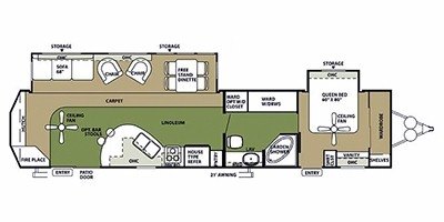 2011 Forest River Lodge 392RLDS floorplan