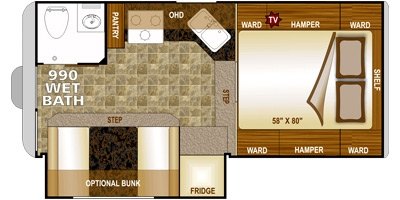 2014 Northwood Arctic Fox Truck Camper 990 floorplan