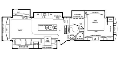 2014 DRV Mobile Suites Estates 41RSSB4 floorplan
