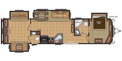 2014 Keystone Retreat 39BHQS floorplan