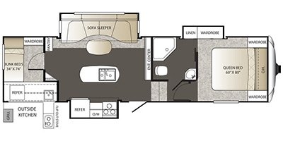 2014 Keystone Outback 302FBH floorplan