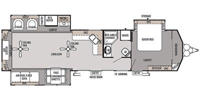 2014 Forest River Wildwood Lodge 407REDS floorplan