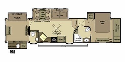 2015 Open Range Mesa Ridge MF 395BHS floorplan