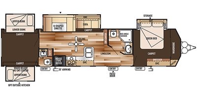 2015 Forest River Wildwood DLX 402QBQ floorplan