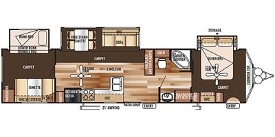 2015 Forest River Wildwood Lodge 404FB floorplan