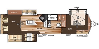 2015 Forest River Wildwood Lodge 393RLT floorplan