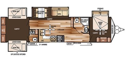 2015 Forest River Wildwood Lodge 404X4 floorplan