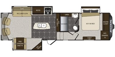 2016 Keystone Avalanche 295RL floorplan
