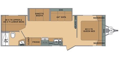 2016 Shasta Oasis 26DB floorplan