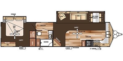 2016 Forest River Wildwood Lodge 394FKDS floorplan