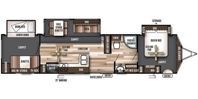 2016 Forest River Wildwood Lodge 404FB floorplan