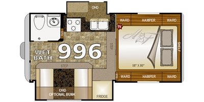 2016 Northwood Arctic Fox Truck Camper 996 floorplan