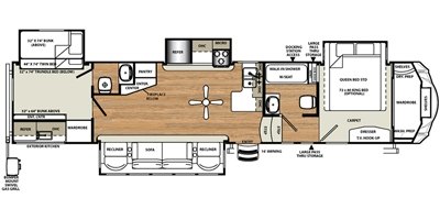 2016 Forest River Sandpiper Luxury Fifth Wheel 376BHOK floorplan