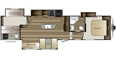 2017 Keystone Cougar (East) 336BHS floorplan