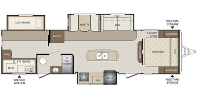 2017 Keystone Bullet (West) 311BHSWE floorplan