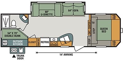 2017 KZ Sportsmen Travel Trailer 261BHK floorplan