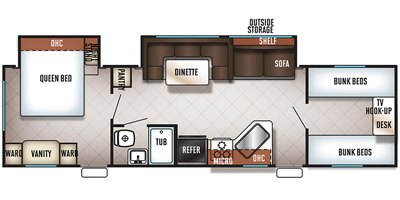 2017 Forest River Cherokee Grey Wolf West 29DSFB floorplan