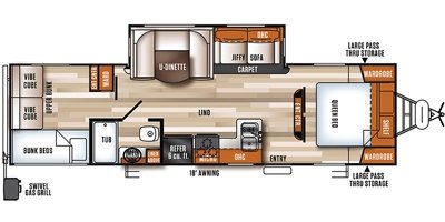 2017 Forest River Vibe Extreme Lite 287QBS floorplan