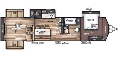 2017 Forest River Wildwood Lodge 395RET floorplan