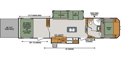 2017 KZ Sportsmen Sportster 362TH12 floorplan