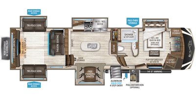 2018 Grand Design Solitude 375RES-R floorplan