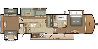 2018 Starcraft Solstice 368BHSS floorplan