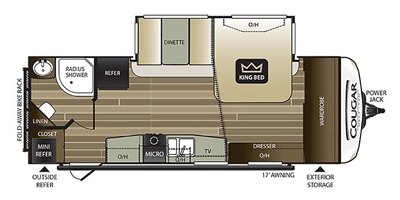 2018 Keystone Cougar Half-Ton (East) 24RBS floorplan