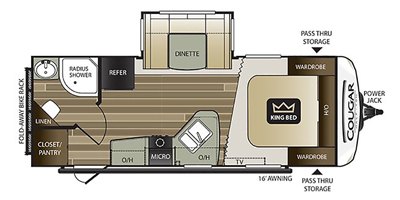 2018 Keystone Cougar Half-Ton (East) 22RBS floorplan