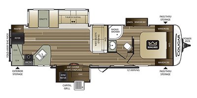 2018 Keystone Cougar Half-Ton (East) 33MLS floorplan