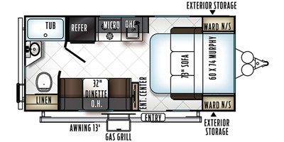 2018 Forest River Flagstaff Micro Lite 19FD floorplan