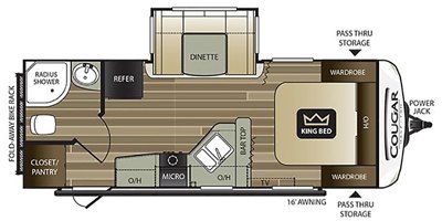 2018 Keystone Cougar Half-Ton (West) 22RBSWE floorplan